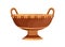 Antique ornamented vase with handles. Ancient clay amphora. Greek pottery decorated with hellenic ornament. Flat vector