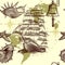 Antique pattern with ship, shells and map, tripping theme