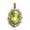 Antique Pendant With Green Stones And Pearls - Watercolor Style