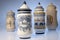 Antique pharmacy jars of artisanal ceramics, medicinal herbs