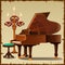 Antique piano with candlestick