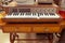 Antique piano keys and wood grain