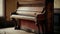 Antique piano on wood, classical style elegance ,generative AI