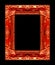 Antique picture orange frame isolated on black background, clipping path