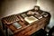 Antique Play Desk with Old Games and Ancient Books