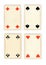 Antique playing cards showing four fours.