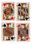 Antique playing cards showing four jacks.