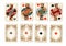 Antique playing cards showing kings and aces in all four suits.