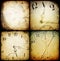 Antique pocket clock faces.