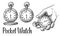 Antique pocket watch. Vector vintage engraved illustration.