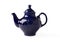Antique porcelain teapot blue on white background