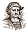 Antique portrait of Christopher Columbus, historic Italian explorer and navigator