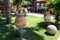 Antique pots and amphoras - an exhibition in the courtyard of the Alanya Archaeological Museum Turkey