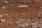 Antique red brick wall surface texture grunge background, vintage weathered masonry stonewall