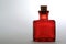 Antique Red Glass Square Bottle with Vintage Cork