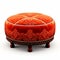 Antique Red Ottoman: Realistic Hyper-detailed Rendering