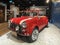 Antique Retro Style Vintage Mini Cooper Convertible Car Dashboard Red Vehicle Lifestyle Transportation Design Chrome Design Detail