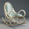 Antique Rocking Chair In White And Blue Leather