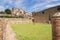 Antique Roman ruins of Herculaneum remaining after eruption of Vesuvius, Campania, Italy