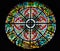 Antique rosette stained glass window in the Riga Dome Cathedral in Riga, Latvia