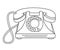 Antique rotary dial telephone with a wire. Vector linear illustration