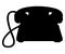 Antique rotary dial telephone with a wire. Vector silhouette illustration