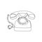 Antique rotary phone continuous line drawing. One line art of home appliance, telephone communication, telephone