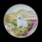 antique round plate depicting puppies. round picture for decoupage with animals.