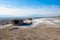 Antique ruins, tombs on white stone terraces