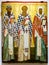 Antique Russian orthodox icon. The Saints Cyril and Athanasius o