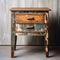 Antique Rust Colored Painted Night Table In The Style Of Matthias Haker