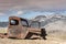 Antique rusted puckup truck and Idaho mountains