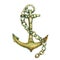 Antique ship anchor with chain.