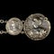 Antique silver bracelet with female profile in Greek style.