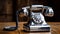 Antique Silver Telephone: Precisionism Influence With Bold Colors And Strong Lines