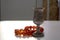 Antique silver wine glass and beads made of natural amber