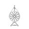 An antique spinning wheel icon of linear design.