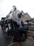 An Antique Steam train sits in a Wilmington Museum