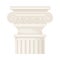 Antique Stone Column or Pillar Element with Capital in Ionic Style and Ancient Ornament Vector Illustration