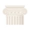 Antique Stone Column or Pillar Element with Capital in Ionic Style and Ancient Ornament Vector Illustration