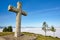 Antique stone cross sanctuary in Asturias, Spain. El Acebo