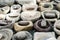 Antique stone mortars and pestles