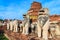 Antique Stupa surrounded by Lion statue cambodia style in Thammikarat Temple