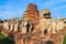 Antique Stupa surrounded by Lion statue cambodia style in Thammikarat Temple