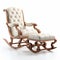 Antique Style Rocking Chair With Beige Ottoman - 3d Render