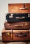 Antique Suitcases in a Stack