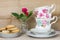 Antique teacups and cookies