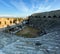 Antique theater in the ancient city of Side. Roman antique theater. The ruins of the old city. Cappadocia Turkey. November 5, 2019