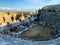 Antique theater in the ancient city of Side. Roman antique theater. The ruins of the old city. Cappadocia Turkey. November 5, 2019