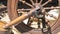 Antique, traditional spinning wheel for wool yarn, craft ancient